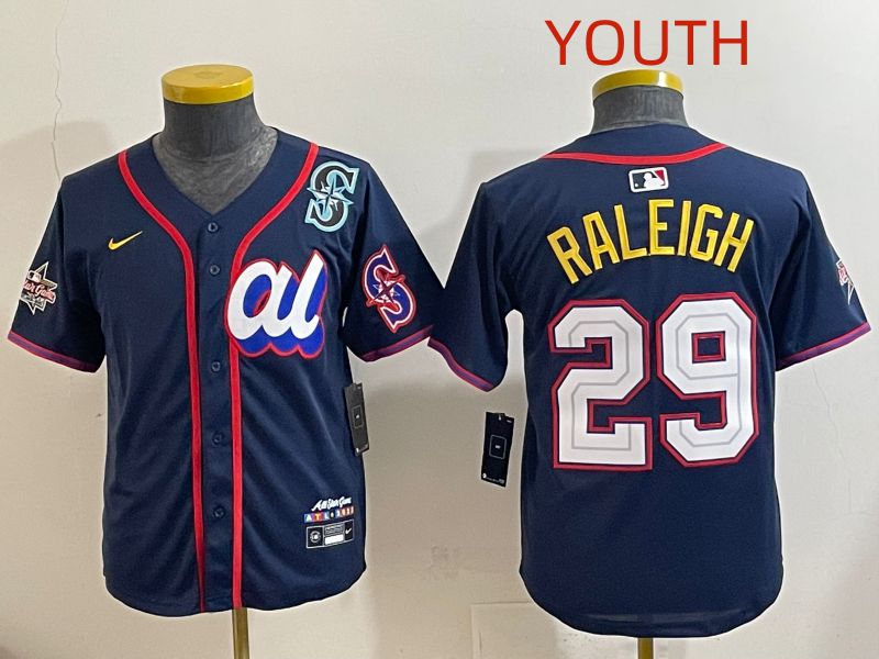 Youth 2025 Seattle Mariners #29 Raleigh Drak Blue All star Nike MLB Jersey style 12->youth mlb jersey->Youth Jersey